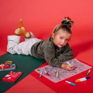 Set de table à colorier en silicone "Le village de Noël" + Feutres + Lettre au Père Noël Super Petit