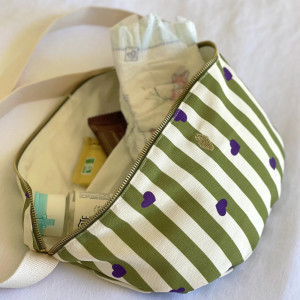 Sac banane à langer en coton Bob "Stripe & Love" (XL) Milinane