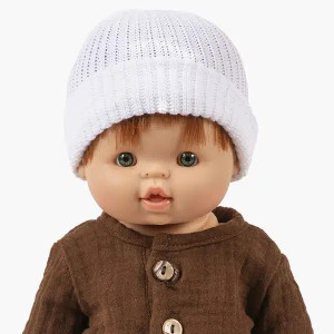 Bonnet Marius en tricot "Blanc" pour poupon Gordis Minikane