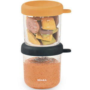 Portions verre 250ml "Antrhacite/Orange" (x2) Beaba