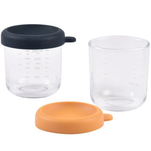 Portions verre 250ml "Antrhacite/Orange" (x2) Beaba
