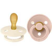 Tétines symétriques en caoutchouc naturel (0-6 mois) "Ivoire/Rose Blush" (x2)