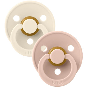 Tétines symétriques en caoutchouc naturel (0-6 mois) "Ivoire/Rose Blush" (x2)