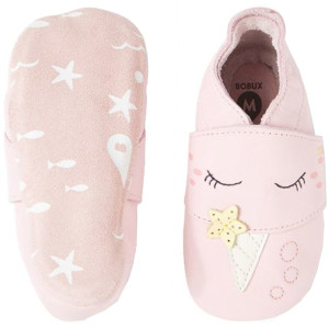 Chaussons bébé en cuir Soft Sole "Narwal Parfait Pink" Bobux