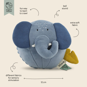 Balle hochet en coton bio "Mrs Elephant" Trixie