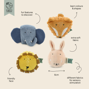 Blocs sensoriels en coton bio "4 Animaux" Trixie