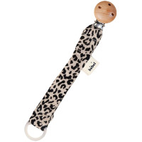 Attache tétine en double gaze de coton Capsule "Léopard Beige"