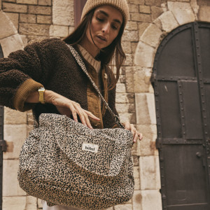 Sac à langer Middle en coton Capsule "Leopard Beige" Bebel