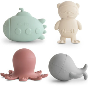 Jouets de bain en silicone "Sea Life" (x4) (10 mois et +) Mushie