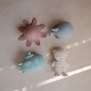 Jouets de bain en silicone "Sea Life" (x4) (10 mois et +) Mushie
