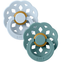Tétines rondes en caoutchouc naturel (0-6 mois) BOHEME "Bleu Layette/Bleu Islande"