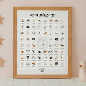 Affiche de naissance "Mes premières fois" avec tampon et encrier Les Petits Dates