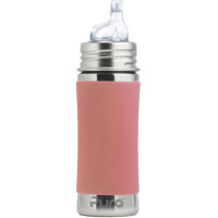 Biberon évolutif en inox à bec d'apprentissage (6-36 mois) "Rose" (325 ml)