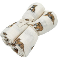 2 petits langes en gaze de coton Gaspard "Tigre Milk" (70x70 cm)