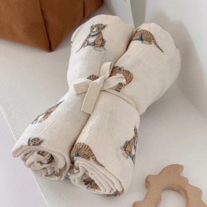 2 petits langes en gaze de coton Gaspard "Tigre Milk" (70x70 cm)