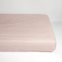 Drap housse 60x120 en Percale de Coton Bio "Rayé Rose"
