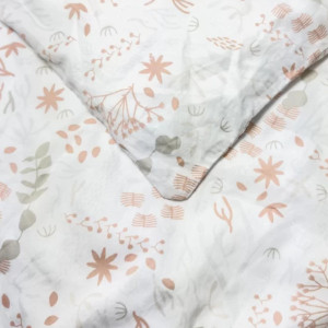 Housse de couette bébé (100x140cm) en coton bio "Yukari Douceur Corail" Kadolis