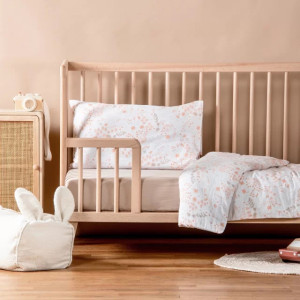 Drap housse 60x120 en Coton Bio "Yukari Douceur Corail" Kadolis