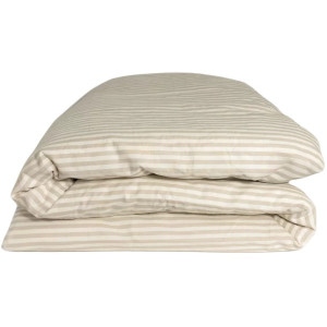 Housse de couette bébé (100x140cm) en Percale de Coton Bio "Rayé Lin" Kadolis