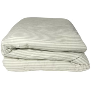 Housse de couette bébé (75x120cm) en Percale de Coton Bio "Rayé Tilleul" Kadolis