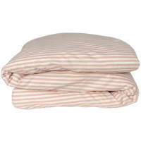 Housse de couette bébé (75x120cm) en Percale de Coton Bio "Rayé Rose"