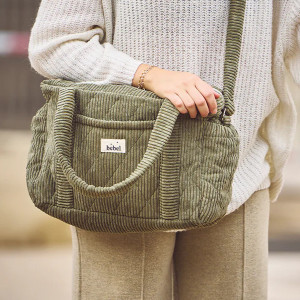 Sac à langer Middle en velours "Kaki" Bebel