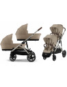  Poussette jumeaux Gazelle S2 + 2 nacelles "Almond Beige"