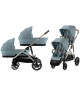  Poussette jumeaux Gazelle S2 + 2 nacelles "Stormy Blue"