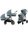  Poussette jumeaux Gazelle S2 + 2 nacelles "Stormy Blue"