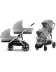  Poussette jumeaux Gazelle S2 + 2 nacelles "Stone Grey"