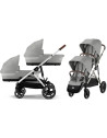  Poussette jumeaux Gazelle S2 + 2 nacelles "Stone Grey"