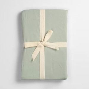 Housse de couette bébé (100x140cm) en Satin de Coton Bio lavé "Tilleul" Kadolis