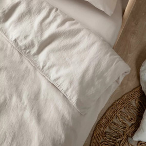 Housse de couette bébé (100x140cm) en Satin de Coton Bio lavé "Lin" Kadolis