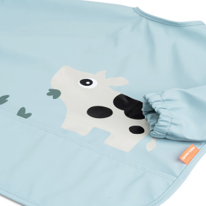 Bavoir manches longues imperméable (6-18 mois) "Tiny Farm Blue" Done by Deer