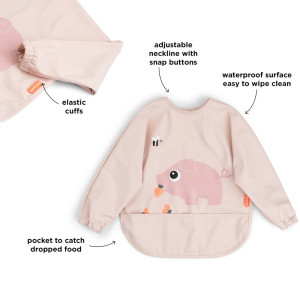 Bavoir manches longues imperméable (6-18 mois) "Tiny Farm Powder" Done by Deer