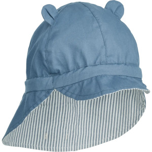Chapeau saharienne bébé réversible en coton bio Gorm "Blue Wave" Liewood