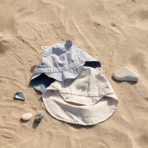 Chapeau saharienne bébé réversible en coton bio Gorm "Blue Wave" Liewood