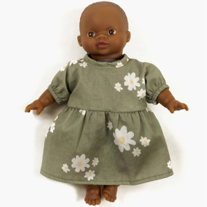 Robe Faustine à manches ballon "Marguerites" pour poupon Gordis Minikane