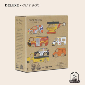 Set de Véhicules et Hélicoptère de Secours en bois (x7)  Le Toy Van
