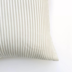 Taie d'oreiller en Percale de Coton Bio "Rayé Lin" (60x60) Kadolis