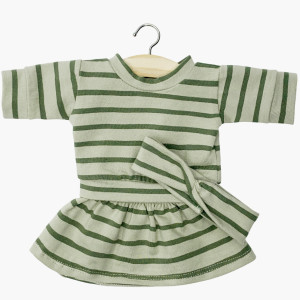 Ensemble 3 pièces Liliane "Marinière Rayures kaki" pour poupon Gordis Minikane