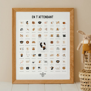 Affiches "En t'attendant" + "Mes premières fois" Mamans Peau Foncée avec tampon & encrier