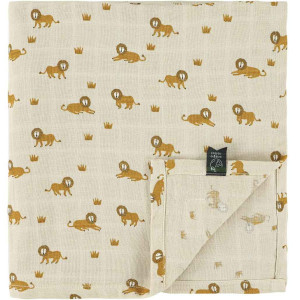 1 maxi-lange en mousseline de coton bio "Lively Lion" (110x110 cm) Trixie
