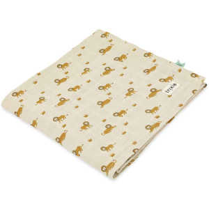 1 maxi-lange en mousseline de coton bio "Lively Lion" (110x110 cm) Trixie