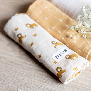 1 maxi-lange en mousseline de coton bio "Lively Lion" (110x110 cm) Trixie