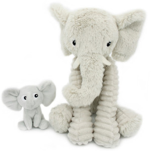 Peluche Ptipotos Elephant  Dimoitou Maman + Bébé "Gris Clair" Déglingos