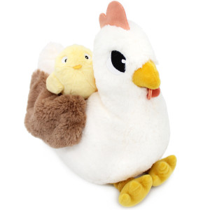 Peluche Ptipotos Poule Pioupiou Maman + Bébé "Gris" Déglingos