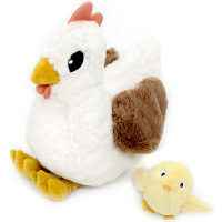 Peluche Ptipotos Poule Pioupiou Maman + Bébé "Blanc" (32 cm)