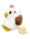 Peluche Ptipotos Poule Pioupiou Maman + Bébé "Gris" Déglingos