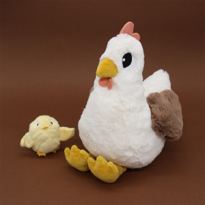 Peluche Ptipotos Poule Pioupiou Maman + Bébé "Gris" Déglingos